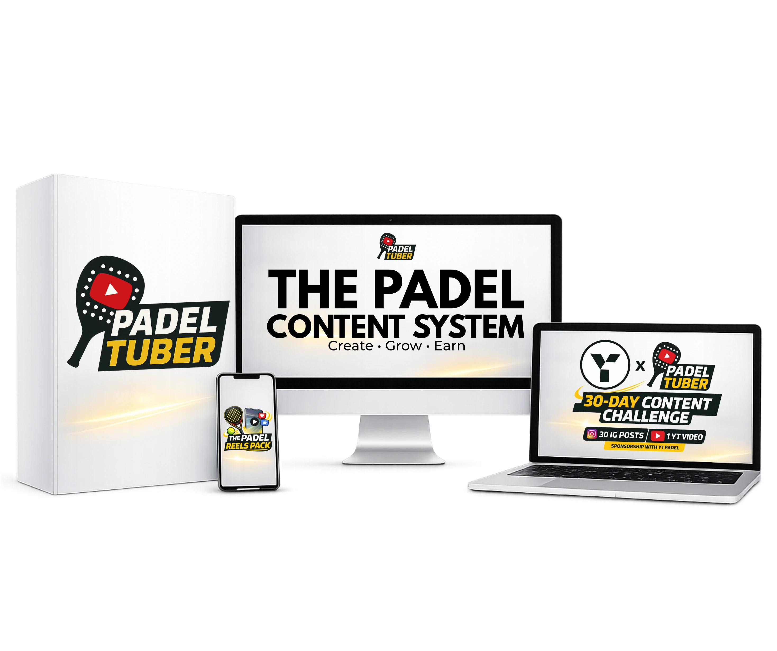 padeltuber digital product mockup which is the solution to how to create padel content and grow online